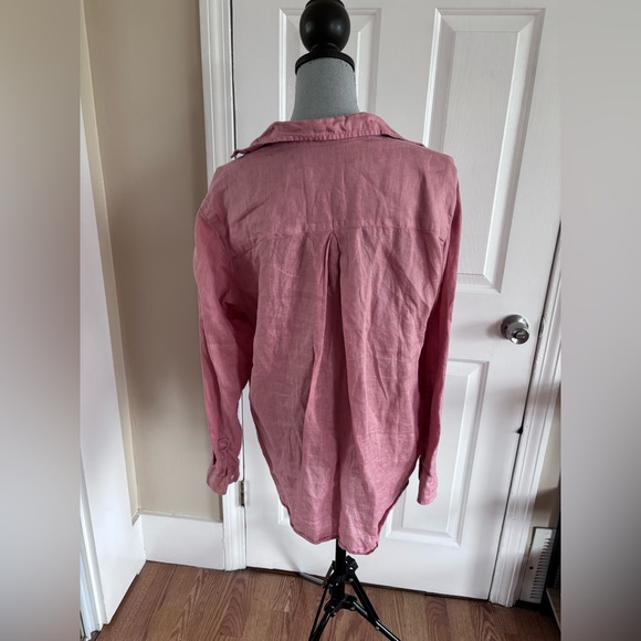 TUCKERNUCK GRAYSON Pink Button-Up Linen Shirt - Picture 3 of 4